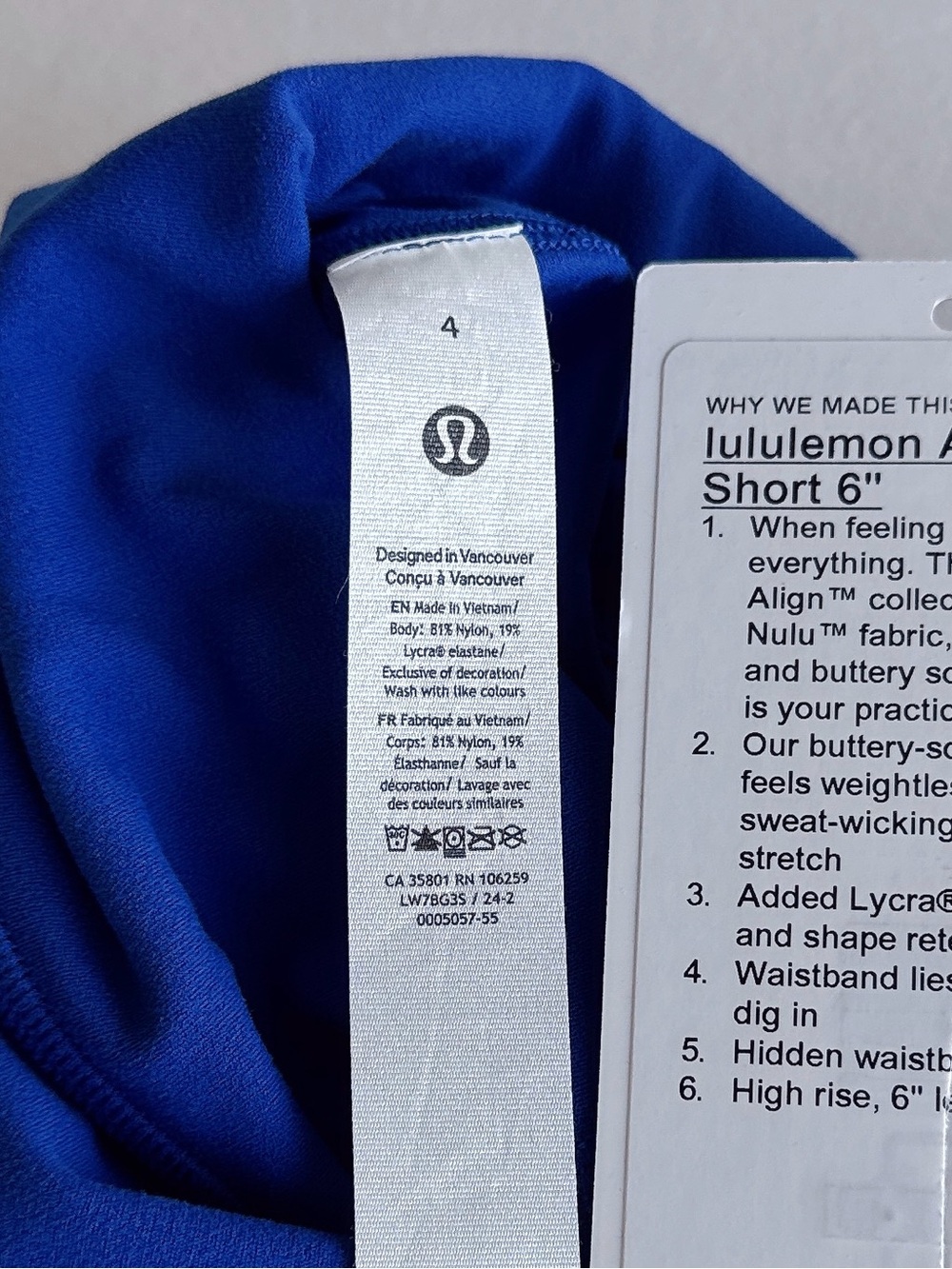 lululemon Align High-Rise Short 6" College Cobalt Size 4 - Picture 4 of 15